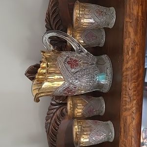 Nice Vintage Glass Pitcher & 4 Glasses